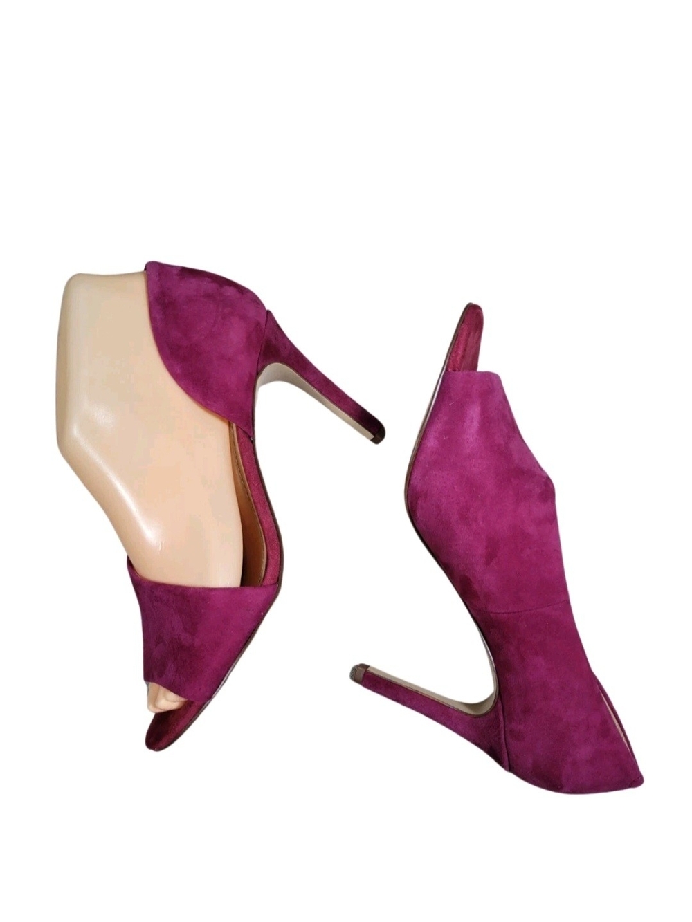 Gibson Latimer Women's Size 6 Magenta Suede Side Cut Out Peep Toe Pump Heel 220 - Picture 6 of 11
